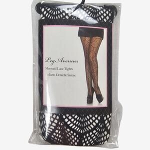 NWT Leg Avenue Tights One Size Black Mermaid Lace Sexy Pantyhose Lingerie